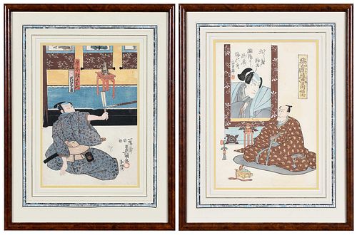 TWO FRAMED JAPANESE WOODBLOCK