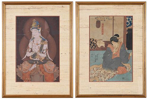 TWO FRAMED JAPANESE WOODBLOCK