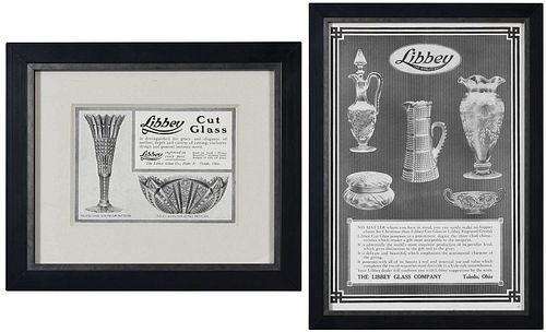 TWO FRAMED LIBBEY GLASS