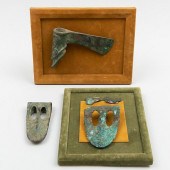 TWO FRAMED LURISTAN BRONZE AXE