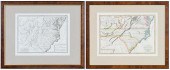 TWO FRAMED MAPS OF THE CAROLIN