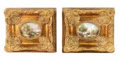 TWO FRAMED MINIATURE OIL LANDS