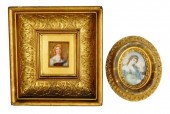 TWO FRAMED MINIATURE PAINTINGS