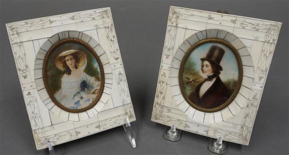 TWO FRAMED MINIATURES, EACH SIGNED,