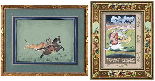 TWO FRAMED MUGHAL MINIATURE