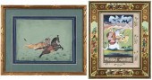 TWO FRAMED MUGHAL MINIATURE PA