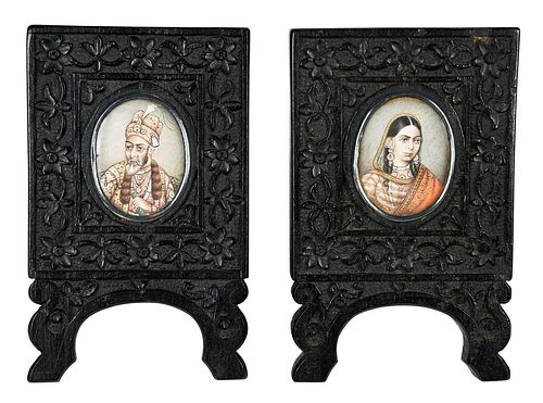 TWO FRAMED MUGHAL PORTRAIT