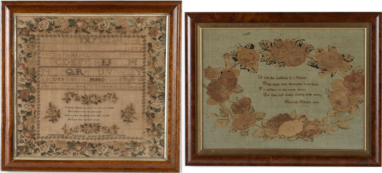 TWO FRAMED NEEDLEWORKSTwo Framed