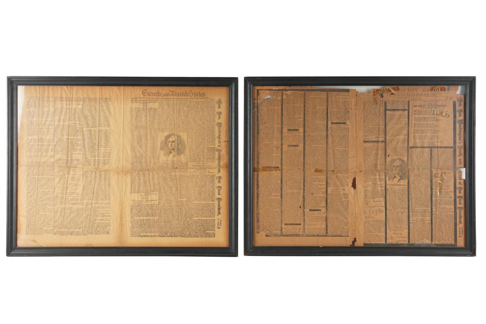 TWO FRAMED NEWSPAPERSone dated