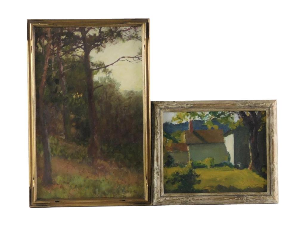 TWO FRAMED PAINTINGS: F. O.