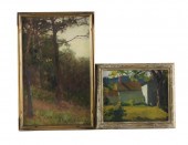 TWO FRAMED PAINTINGS: F. O. KL