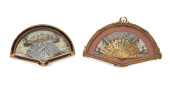 TWO FRAMED PAPER FANS IN THE F