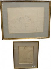TWO FRAMED PENCIL ON PAPER DRA