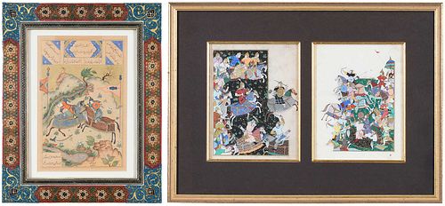 TWO FRAMED PERSIAN MINIATURE