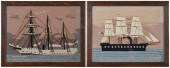 TWO FRAMED PICTORIAL WOOLWORKS