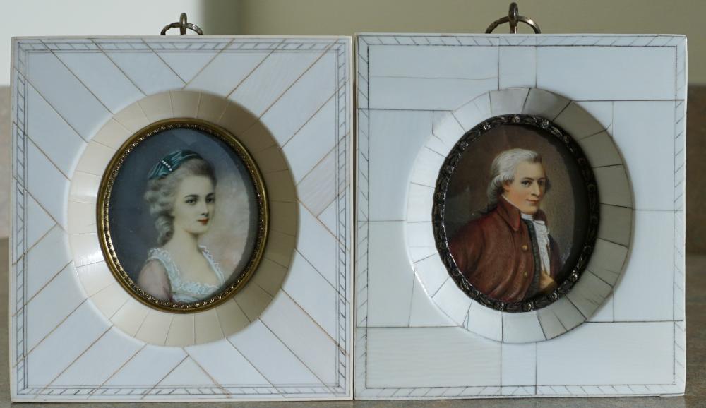 TWO FRAMED PORTRAIT MINIATURES,