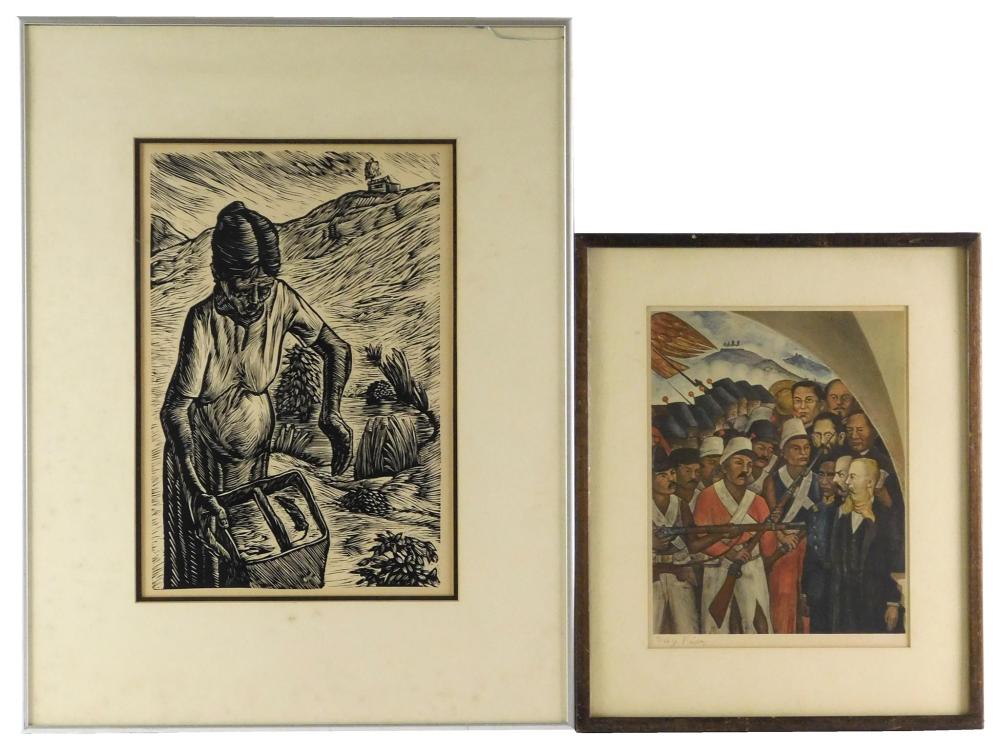TWO FRAMED PRINTS: DIEGO RIVERA