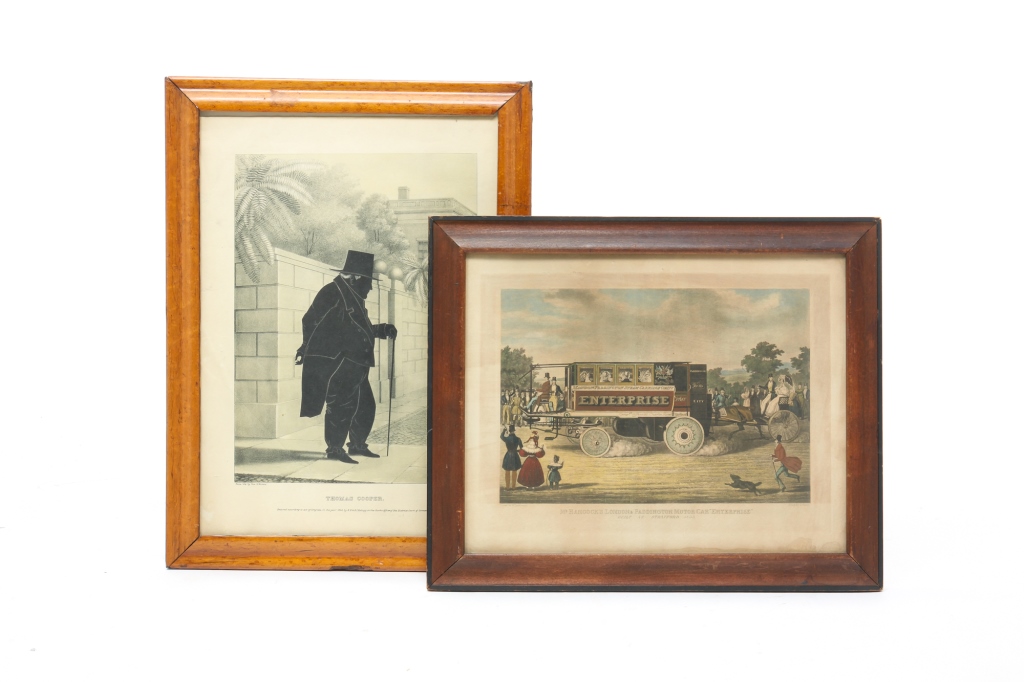 TWO FRAMED PRINTS. English