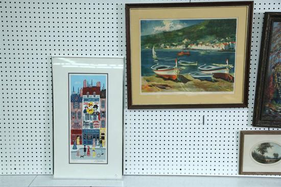 TWO FRAMED PRINTS. Harbor/beach