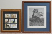 TWO FRAMED PRINTS OF DOGS, ONE