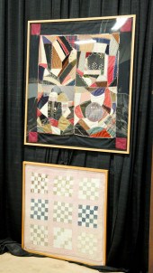TWO FRAMED QUILTS.  American