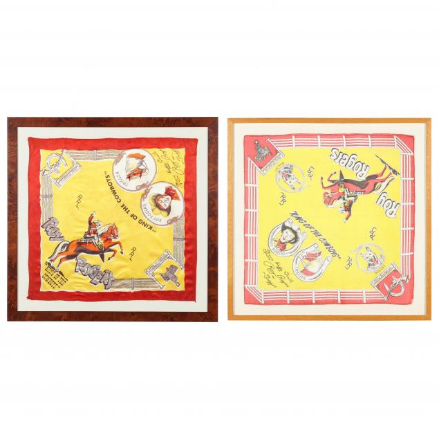TWO FRAMED ROY ROGERS SILK BANDANAS