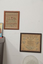 TWO FRAMED SAMPLERS. Silk/cott