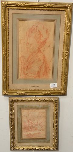 TWO FRAMED SANGUINE, 19TH C. FRENCH