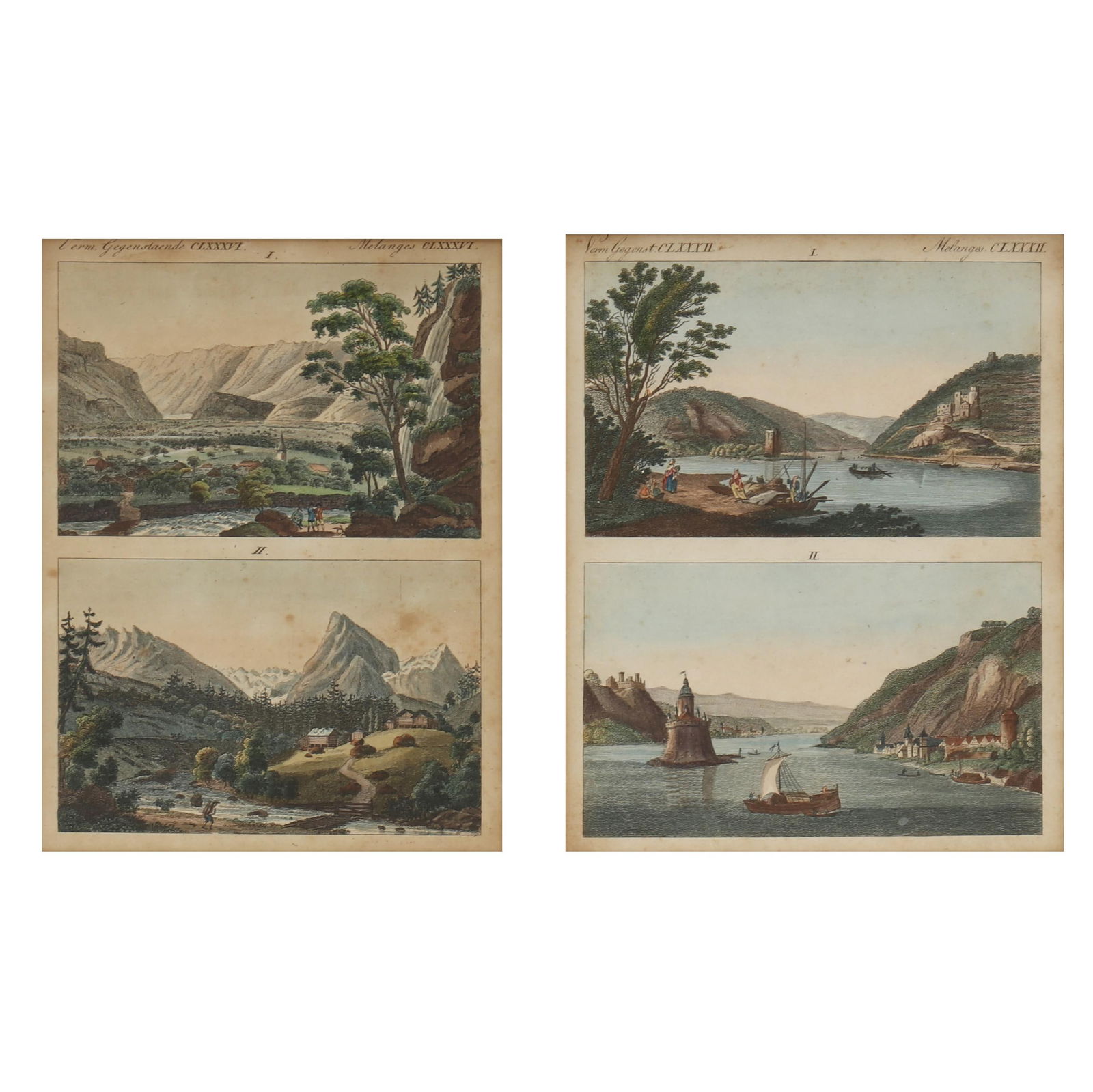 TWO FRAMED SETS OF ANTIQUE GERMAN