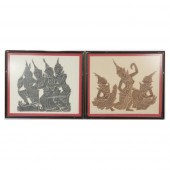 TWO FRAMED SIAMESE / THAI TOMB