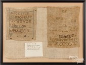 TWO FRAMED SILK ON LINEN NEEDL