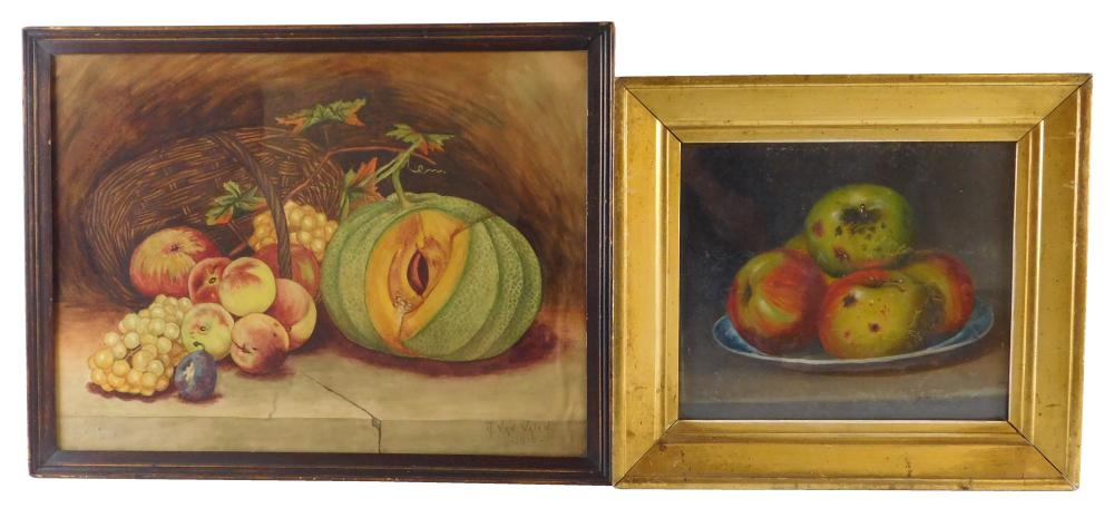 TWO FRAMED STILL LIFES OF FRUIT,