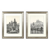 TWO FRAMED STREET SCENES OF PR