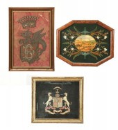 TWO FRAMED TEXTILES AND A PAIN