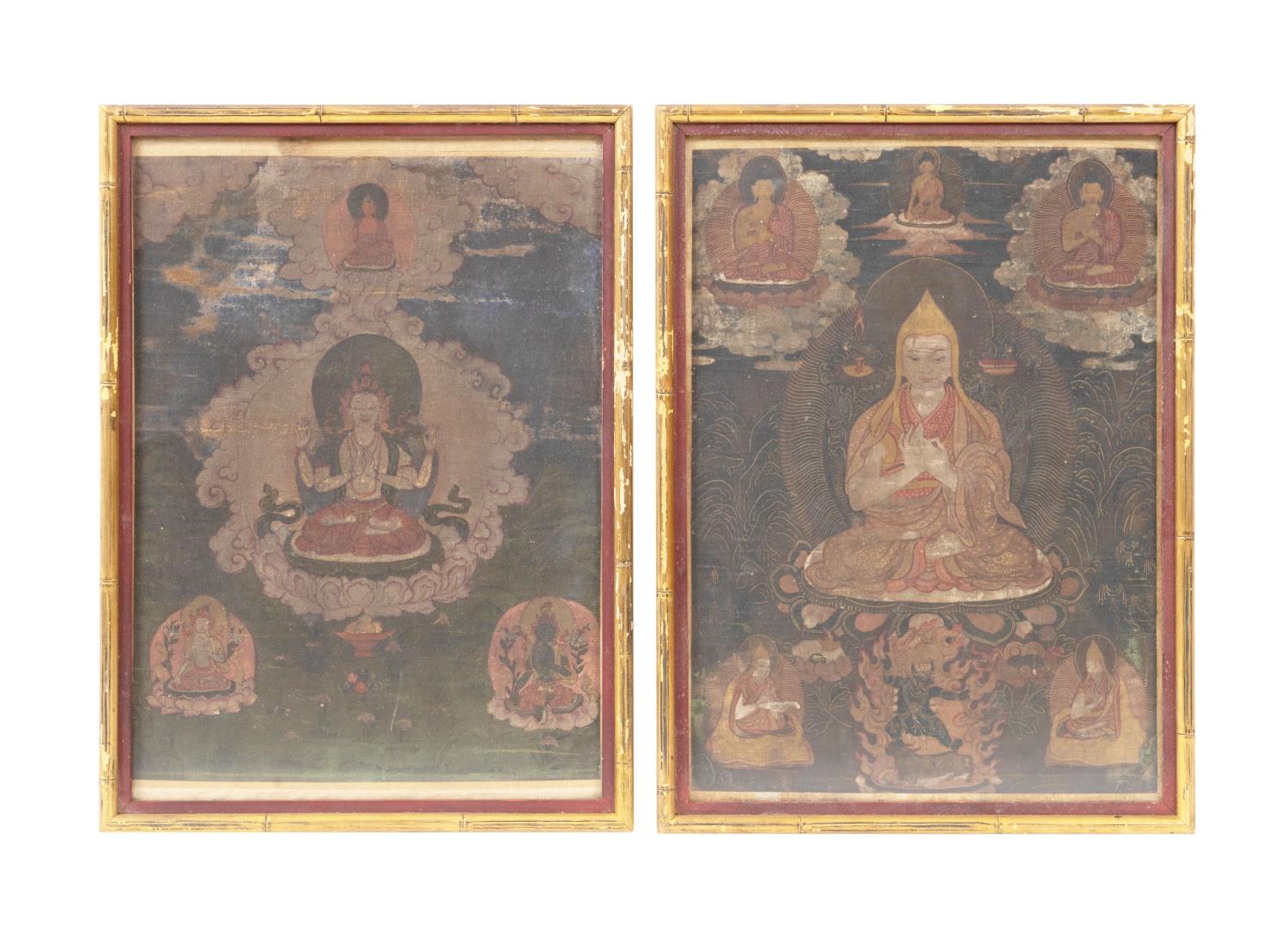TWO FRAMED TIBETAN THANGKA