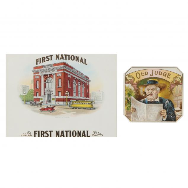 TWO FRAMED VINTAGE CIGAR BOX LABELS