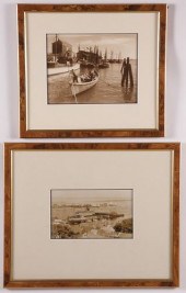 TWO FRAMED VINTAGE SEPIA PHOTO