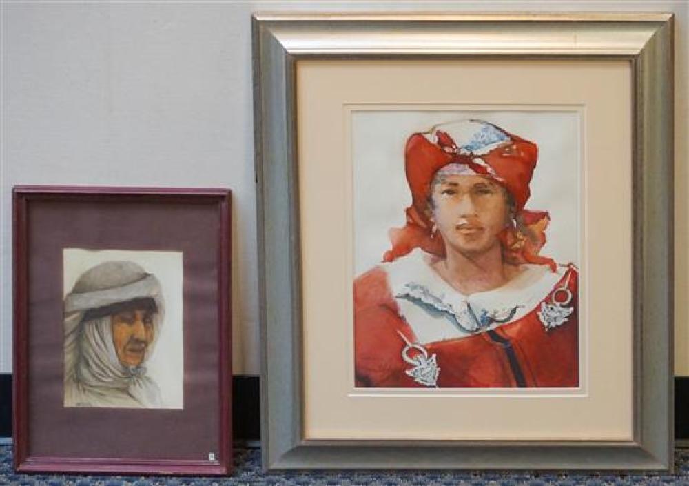TWO FRAMED WATERCOLORS OF WOMEN,