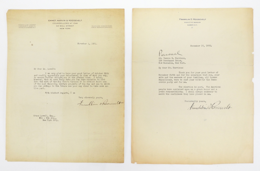 TWO FRANKLIN D. ROOSEVELT SIGNED