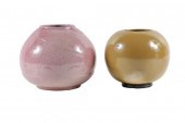 TWO FRANKOMA VASES, GLOSSY ROS