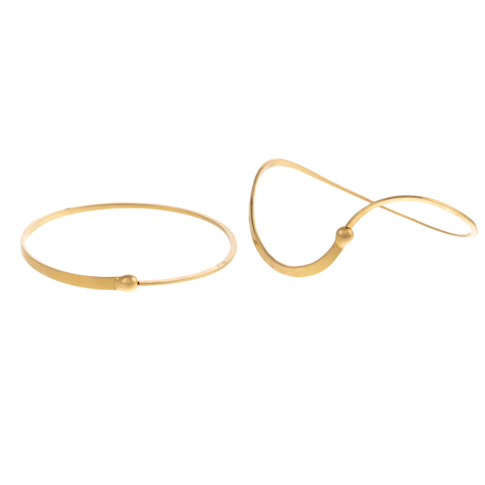 TWO FREEFORM 14K YELLOW GOLD