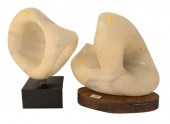 TWO FREEFORM CARVED MARBLE SCU
