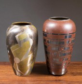 TWO FRENCH ART DECO DINANDERIE