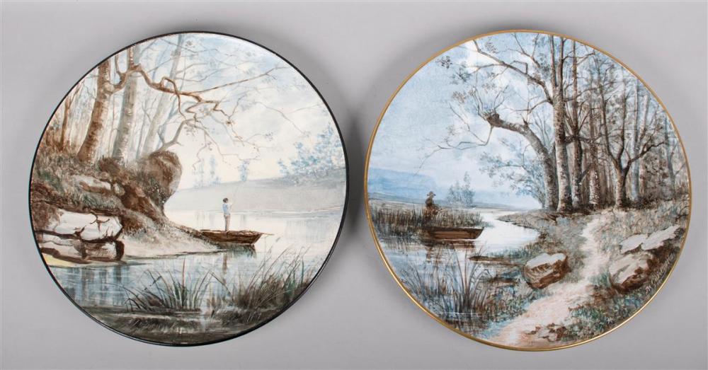 TWO FRENCH BARBOTINE EARTHENWARE