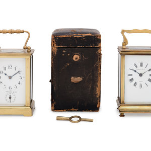 Two French Brass Carriage Clocks