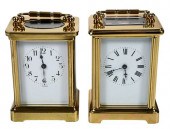 TWO FRENCH BRASS CARRIAGE CLOC