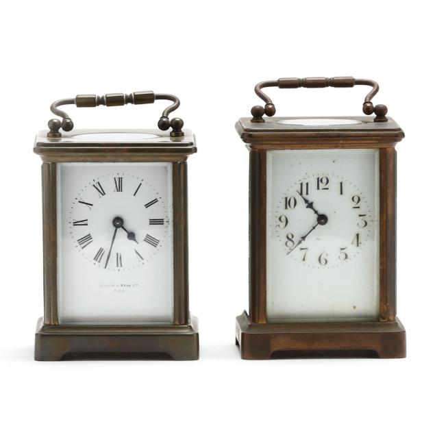 TWO FRENCH BRASS FRAME CARRIAGE