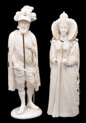 TWO FRENCH CARVED TRIPTYCH FIG