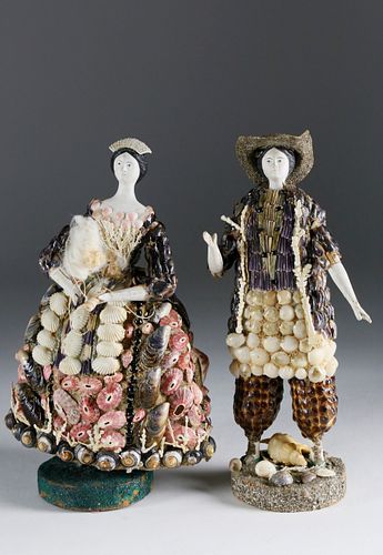 TWO FRENCH COQUILLE FIGURES OF