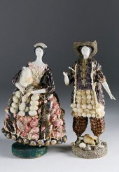 TWO FRENCH COQUILLE FIGURES OF